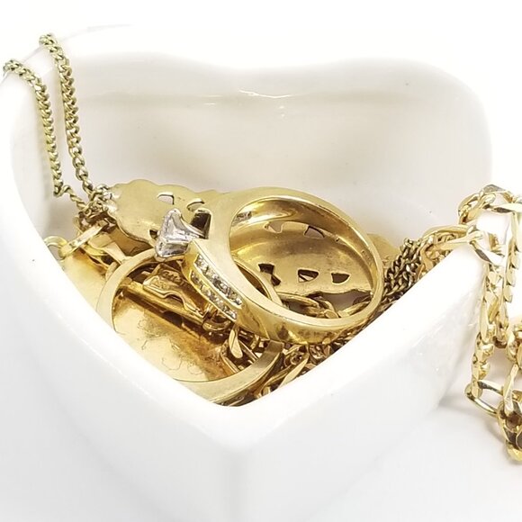 Miniature Heart Shaped Jewelry Box Bone China Boudoir Access. Engagement Box VTG - Picture 8 of 8